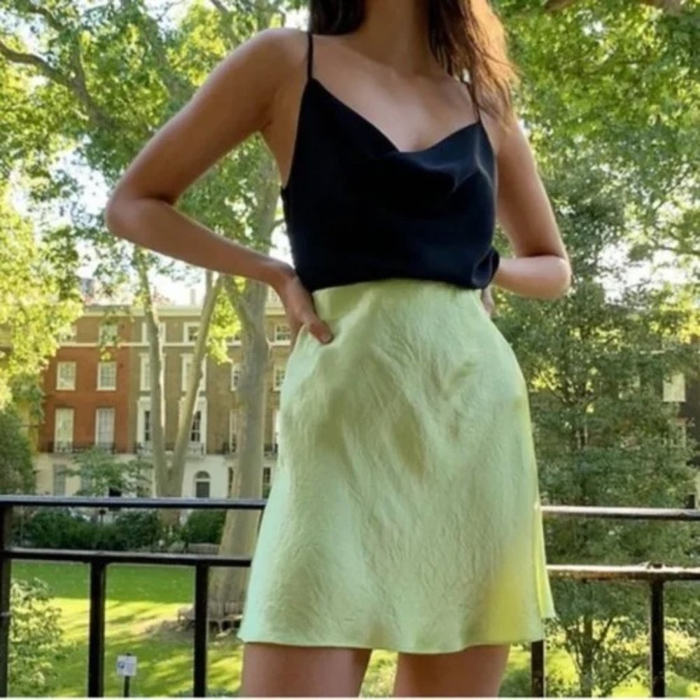 Aritzia Babaton Mini Slip Skirt, Lime Green, Size 4